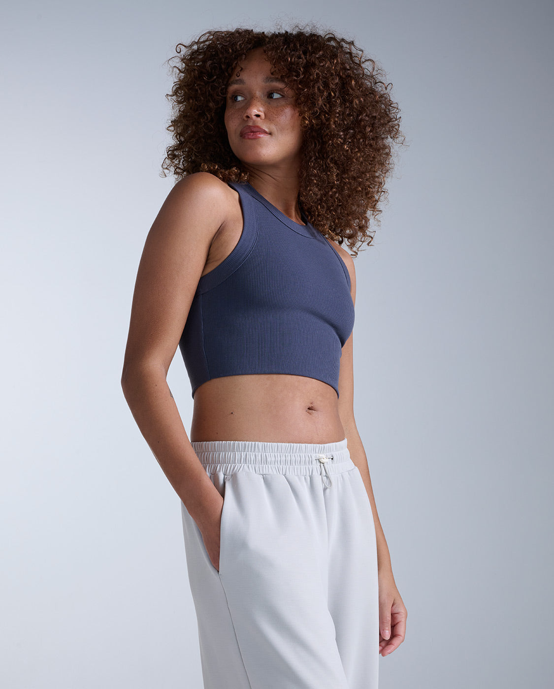 Fluid Tencel Ribbed Crop Tank